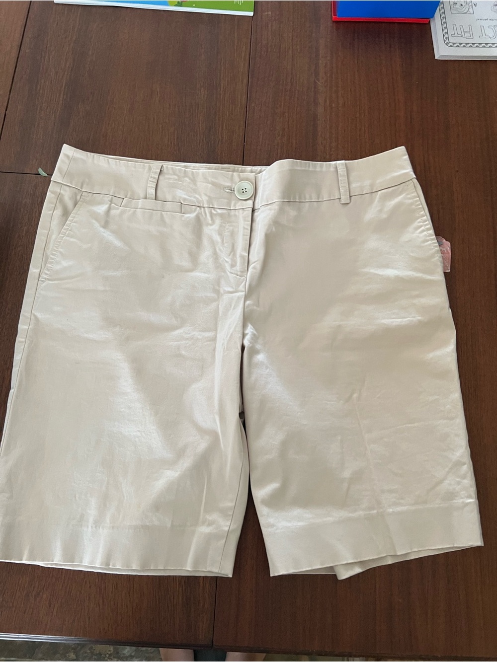 LOFT Cream Chino Bermuda Shorts